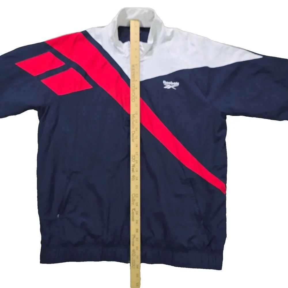 Vintage Reebok Jacket Size XL Red White Blue Zip Track Warm Up Pockets Athletic